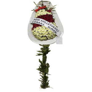 Beyaz Kırmızı Gerbera Çelenk